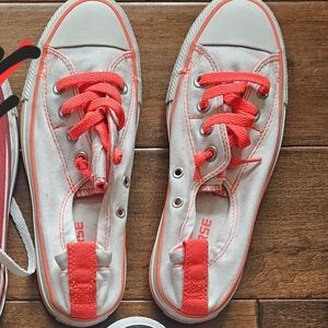 Converse White Low-Top Sneakers with Coral Accents